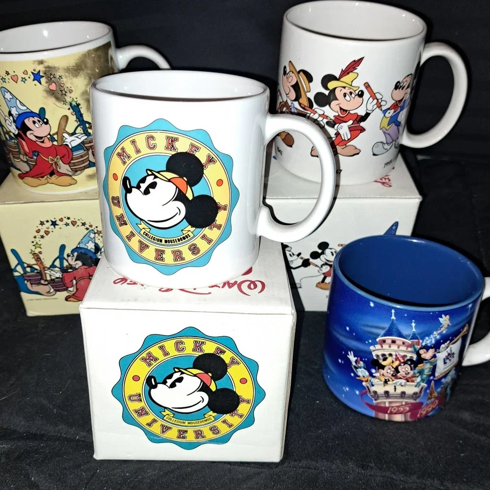 4 Very Vintage Mickey Mouse Through the Years Cups Circa 1980